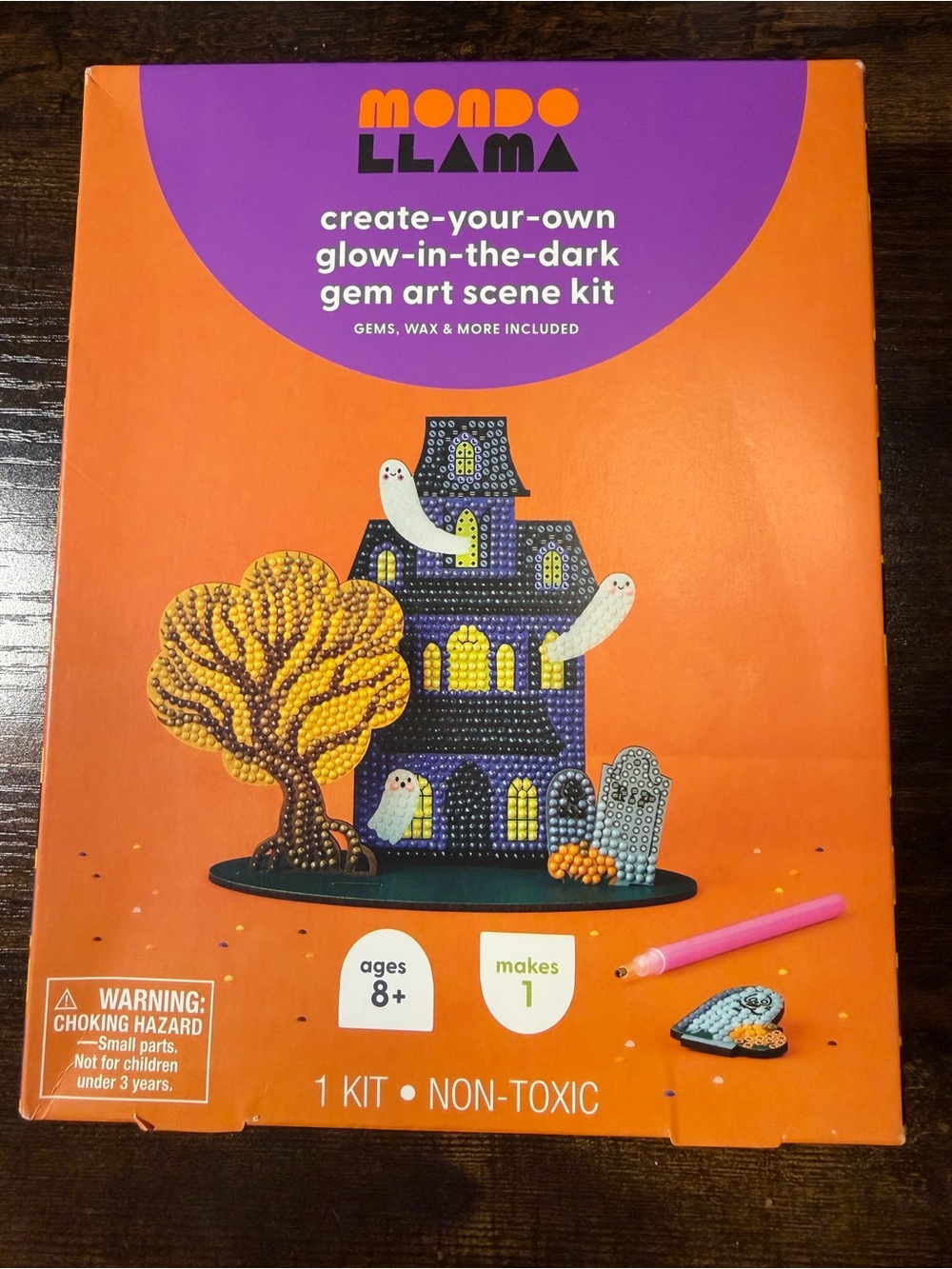 Mondo Llama Glow-in-the-Dark Halloween Gem Art Kit. NEW